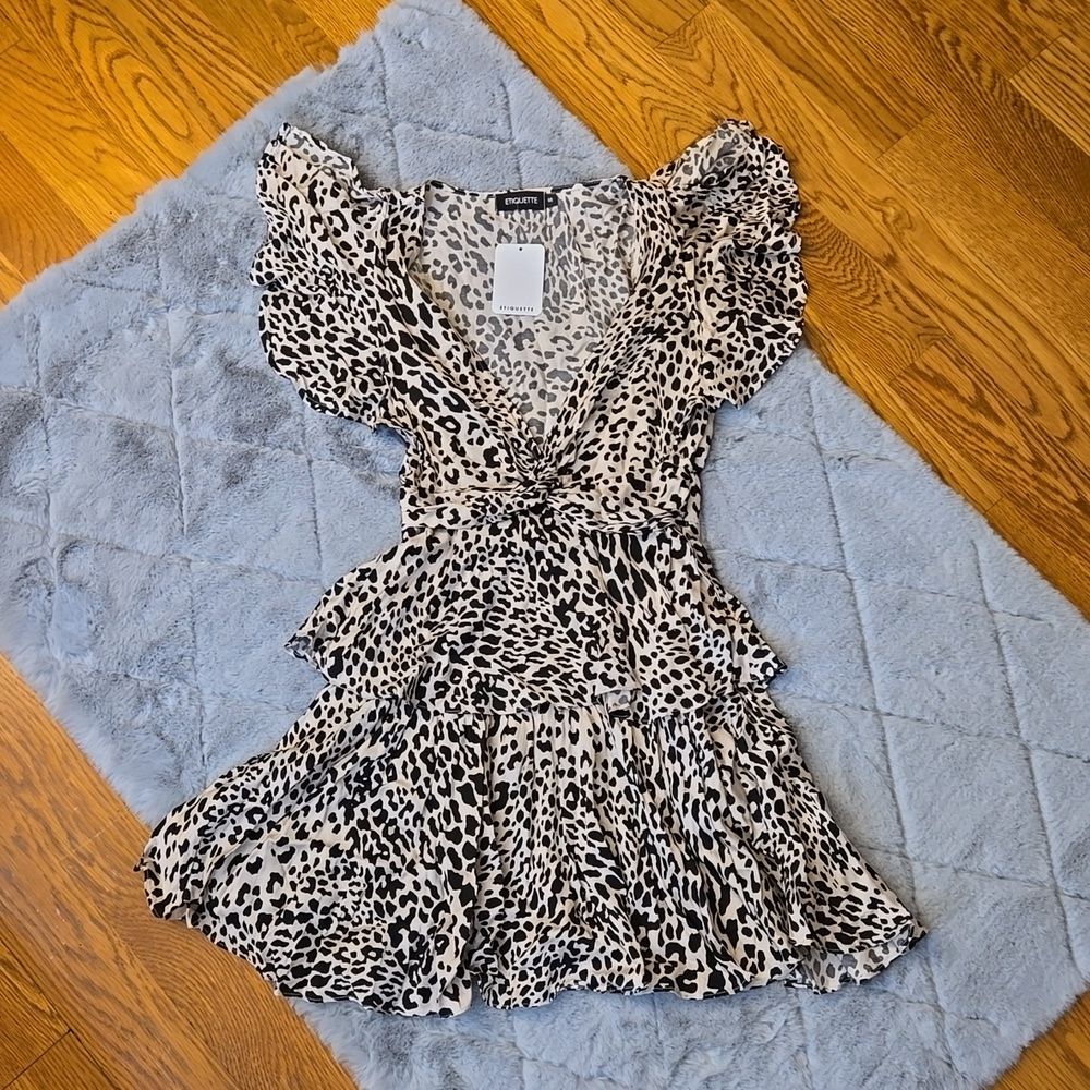 Etiquette Black/Grey Animal Print Dress, Women's Small, New With Tags